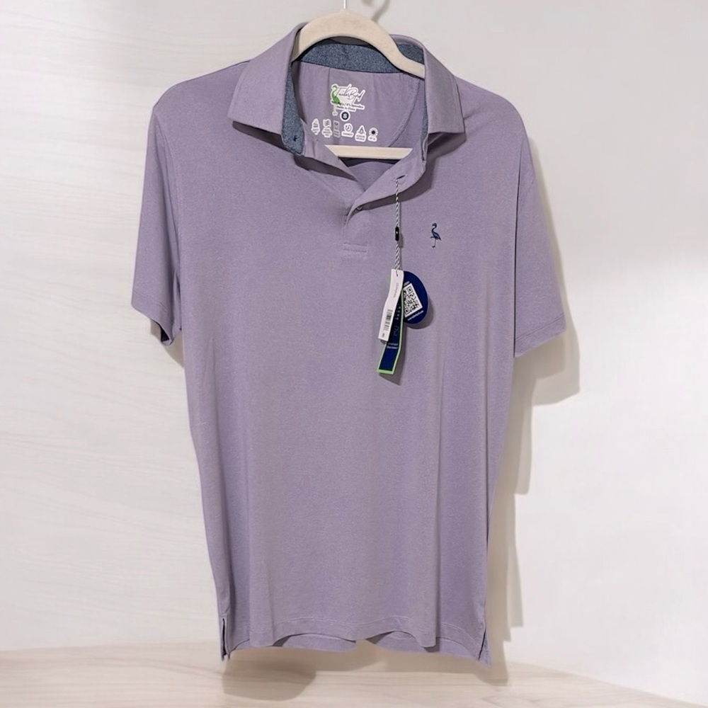 NWT men’s TailorByrd tonal melange performance polo in cloudberry sz S